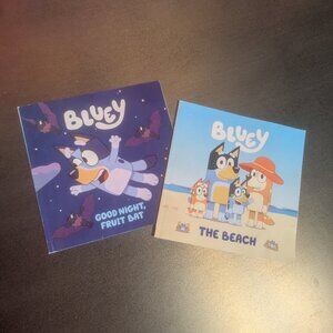 Pair of Bluey Paperback Picture Books Fruit Bat The Beach - 3/$10